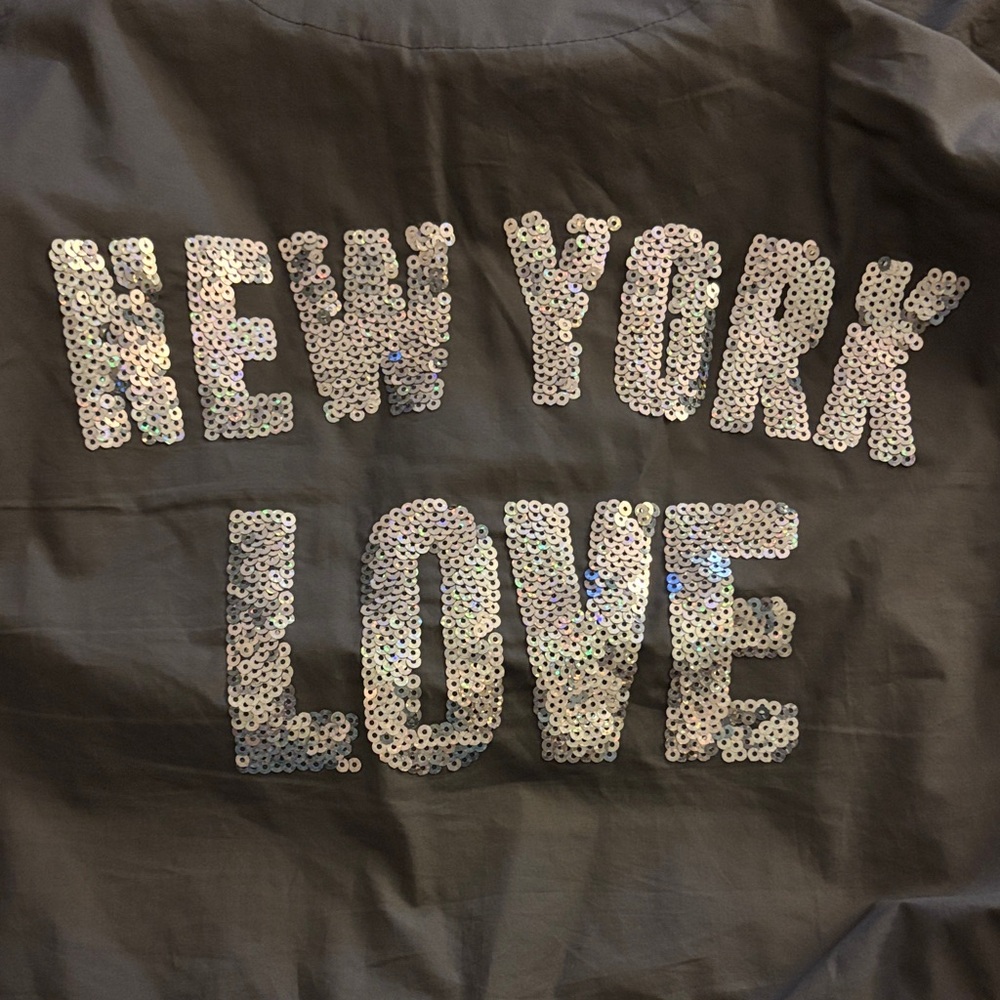 New York & Company Gray Utility Jacket with Silver Sequin Detail